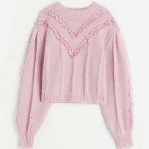 H&M Lace-Trimmed Sweater Pink Small NWT